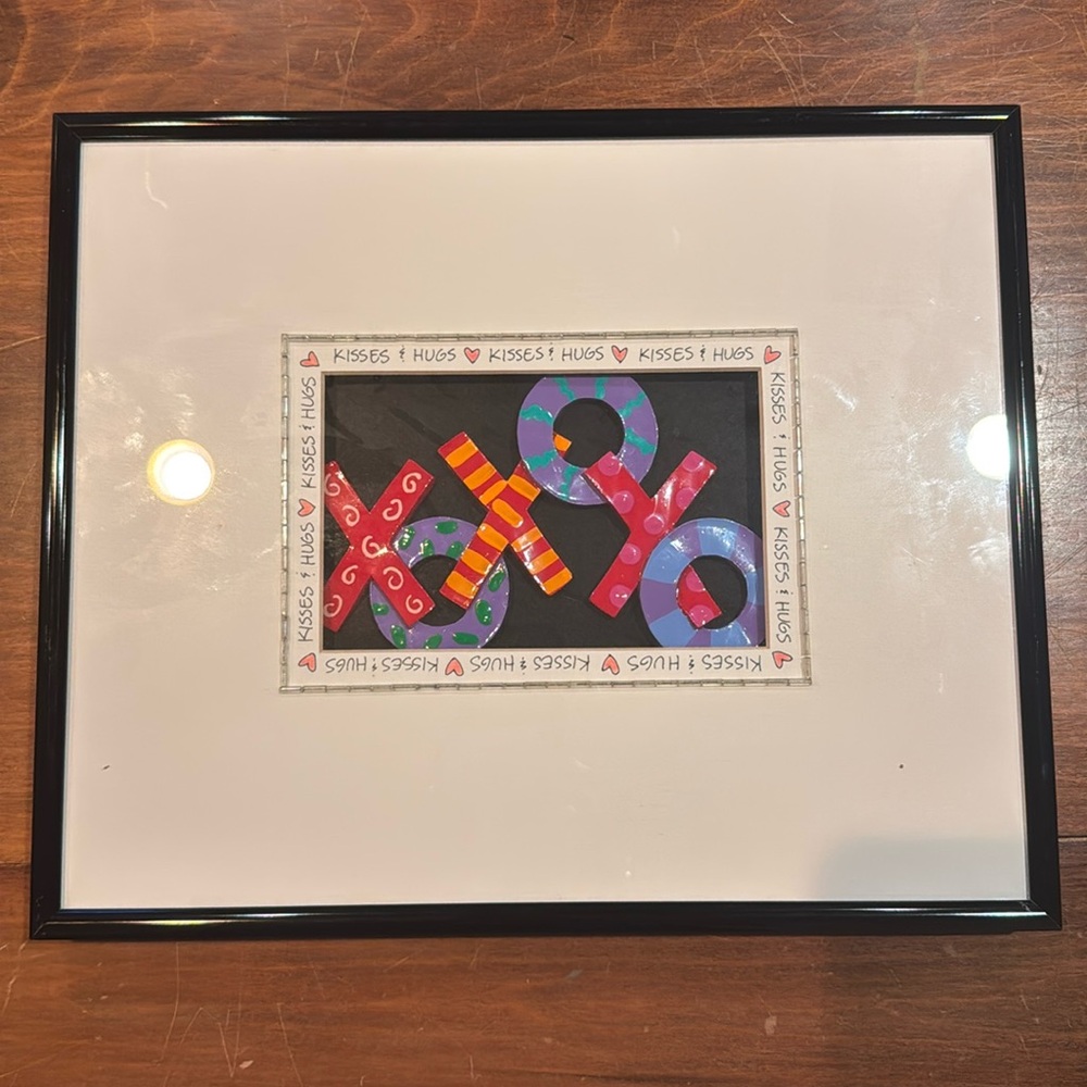 NEW Vintage Bright Star DesignsFramed 3D Art Hugs & Kisses Michelle Samara 90s